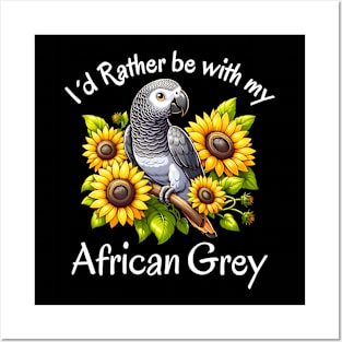 Timneh African Grey Parrot Sunflower African Grey Mom Mama Posters and Art